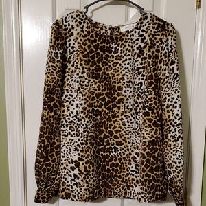 Leopard Print Long Sleeve Blouse